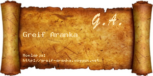 Greif Aranka névjegykártya
